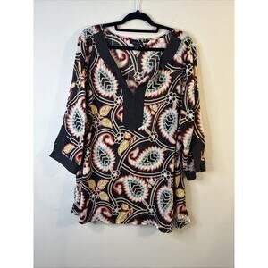 Tommy Hilfiger Paisley Sheer Tunic 3/4 Sleeves 2x